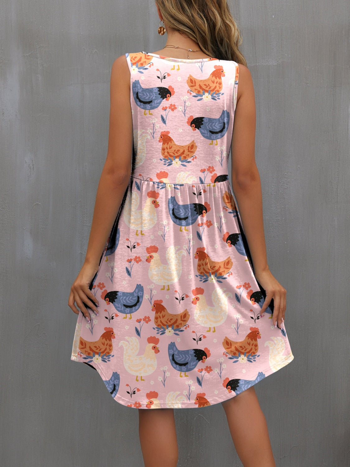 Chickens!! Sleeveless Dress